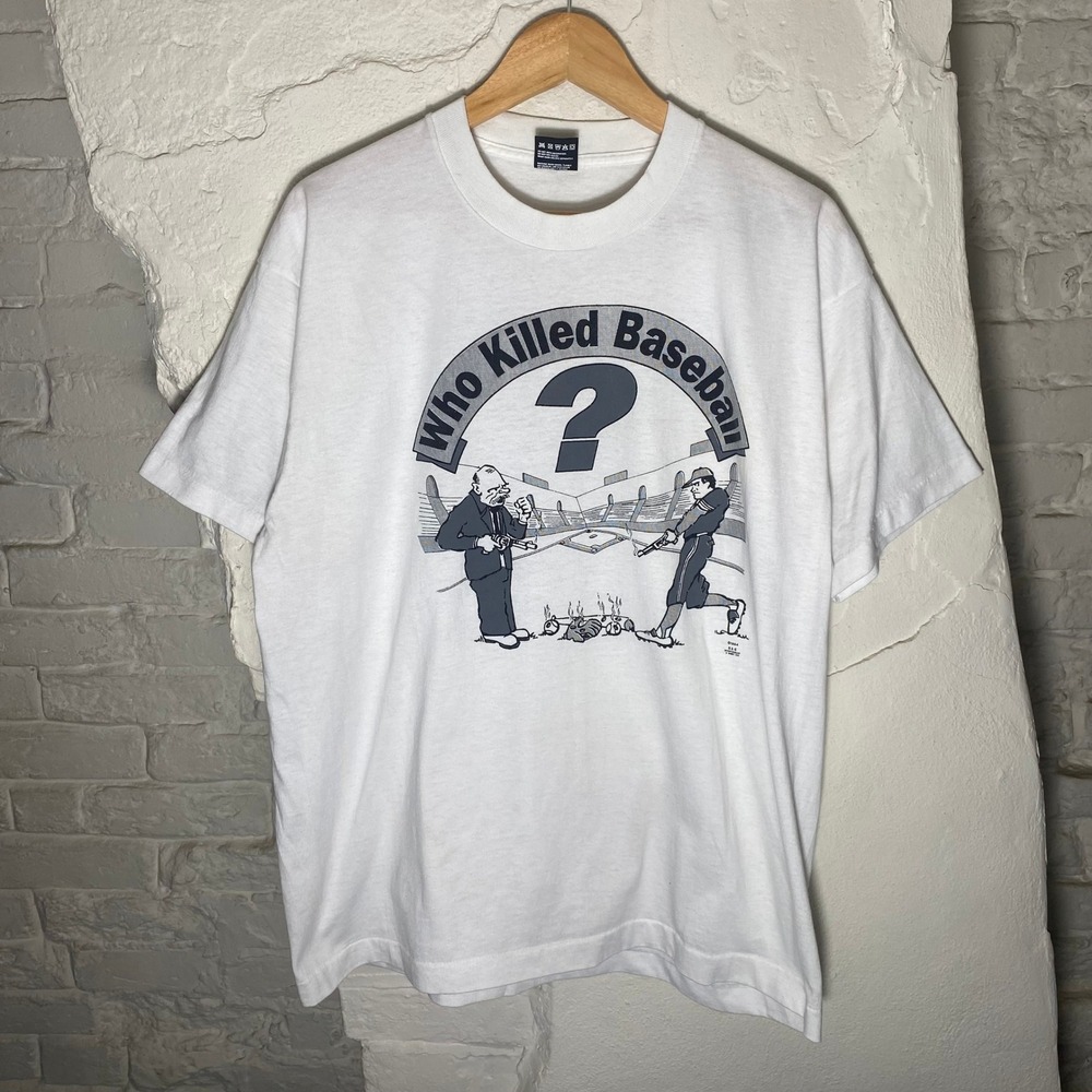 Vintage 1994 Who Killed‎ Baseball MLB Player Strike T-Shirt Large